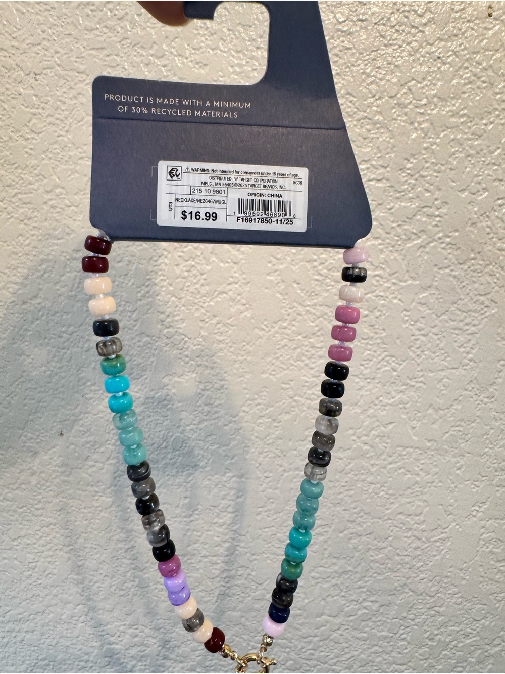 Charming Charlie Multicolor Beaded Necklace - Turquoise, Pink, Black, Purple